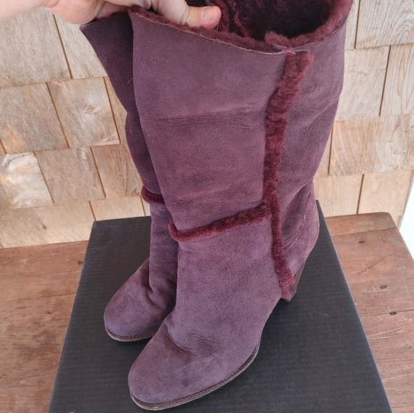 Burgundy shearling boots, made in Italy, size 41 - Picture 4 of 7
